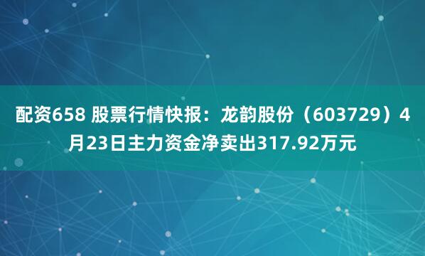 配资658 股票行情快报：龙韵股份（603729）4月23日主力资金净卖出317.92万元