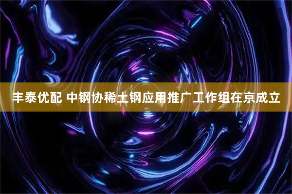 丰泰优配 中钢协稀土钢应用推广工作组在京成立