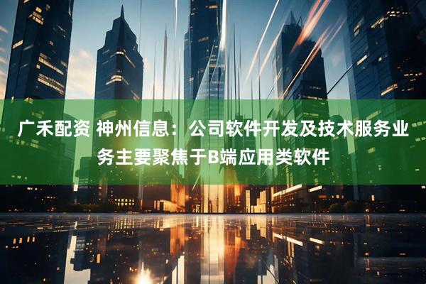 广禾配资 神州信息：公司软件开发及技术服务业务主要聚焦于B端应用类软件